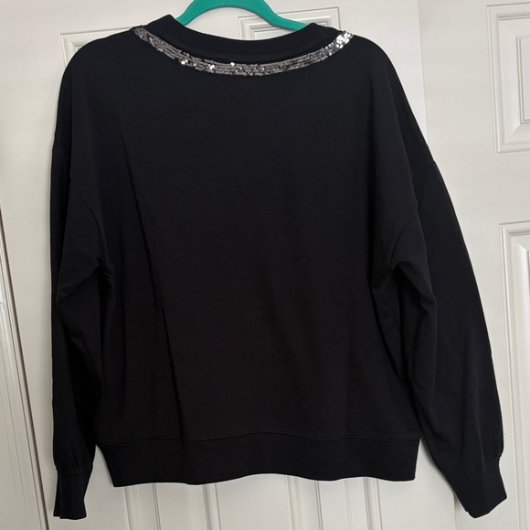 Maeve Black Sweatshirt with Silver Sequin Bow - Picture 4 of 5